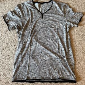 INC International Concepts Heathered Gray and Black Top